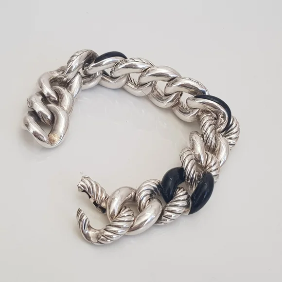 David Yurman Belmont Curb Link Bracelet With Black - Picture 4 of 16
